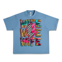 Pebble Blue race wife wife wife lightningbolt Urban Heavy Tee - Zillion Design Studio