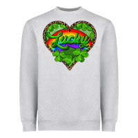 Lucky Heart With Leopard Heavyweight Sweatshirt | Teevron