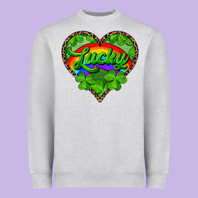 Heavyweight Sweatshirt lucky heart with leopard