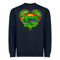 Navy lucky heart with leopard Heavyweight Sweatshirt - RanaPortraitStore