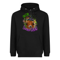 Black Moo i mean boo Cow Heavyweight Hoodie - NancyCooperArtShop