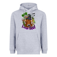 Heather Grey Moo i mean boo Cow Heavyweight Hoodie - NancyCooperArtShop