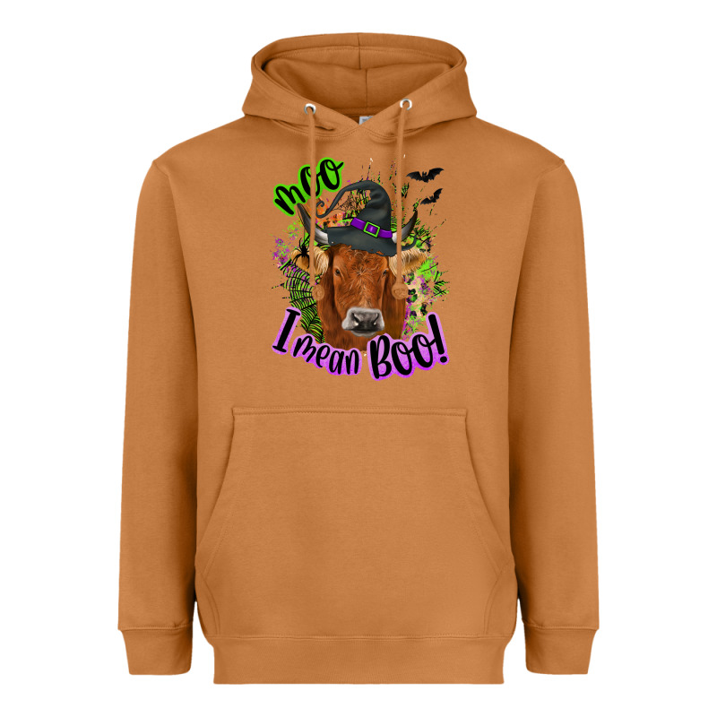 Moo I Mean Boo Cow Heavyweight Hoodie by NancyCooperArtShop | Teevron