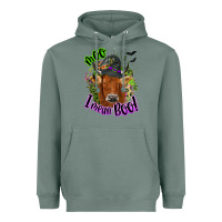 Sage Moo i mean boo Cow Heavyweight Hoodie - NancyCooperArtShop