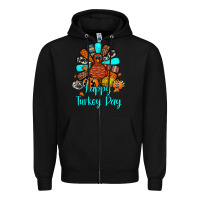 Black happy turkey day Zipper Hoodie - JahusDesignShop