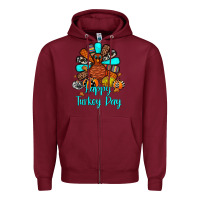Burgundy happy turkey day Zipper Hoodie - JahusDesignShop