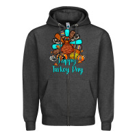Charcoal Heather happy turkey day Zipper Hoodie - JahusDesignShop