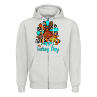 Dove Grey happy turkey day Zipper Hoodie - JahusDesignShop