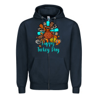 Navy happy turkey day Zipper Hoodie - JahusDesignShop