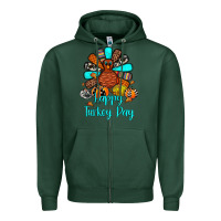 Sports Green happy turkey day Zipper Hoodie - JahusDesignShop