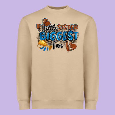 Little Sister Biggest Fan Football Heavyweight Sweatshirt Designed By Zillion Design Studio