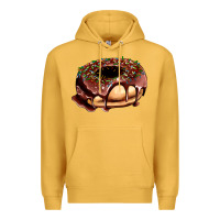 Mustard chocolate donut with candies Premium Hoodie - AdoDesignShop