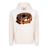 Pale Pink chocolate donut with candies Premium Hoodie - AdoDesignShop