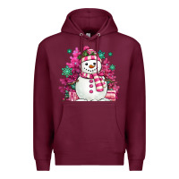 Burgundy pink christmas snowman Premium Hoodie - MaliasSmallBusiness