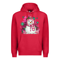 Cardinal pink christmas snowman Premium Hoodie - MaliasSmallBusiness