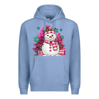 Colony Blue pink christmas snowman Premium Hoodie - MaliasSmallBusiness