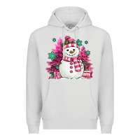 Dove Grey pink christmas snowman Premium Hoodie - MaliasSmallBusiness