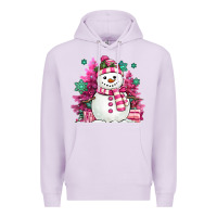Lilac pink christmas snowman Premium Hoodie - MaliasSmallBusiness