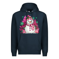 Navy pink christmas snowman Premium Hoodie - MaliasSmallBusiness