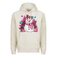 Oatmeal Heather pink christmas snowman Premium Hoodie - MaliasSmallBusiness