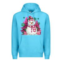 Ocean Blue pink christmas snowman Premium Hoodie - MaliasSmallBusiness