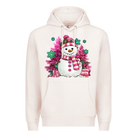 Pale Pink pink christmas snowman Premium Hoodie - MaliasSmallBusiness