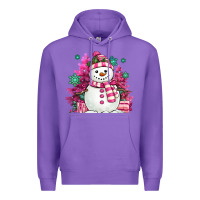 Purple pink christmas snowman Premium Hoodie - MaliasSmallBusiness