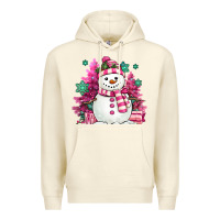 Sandshell pink christmas snowman Premium Hoodie - MaliasSmallBusiness