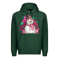 Sports Green pink christmas snowman Premium Hoodie - MaliasSmallBusiness