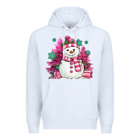 White pink christmas snowman Premium Hoodie - MaliasSmallBusiness