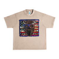 French Oak bison with american flag and glasses Urban Heavy Tee - RanaPortraitStore