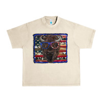 Sandshell bison with american flag and glasses Urban Heavy Tee - RanaPortraitStore