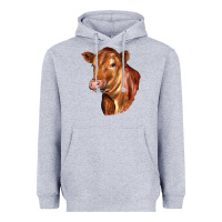 Heather Grey red angus cattle cow Heavyweight Hoodie - LillyAllenDesigns