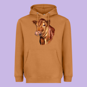 Red Angus Cattle Cow Heavyweight Hoodie Designed By Lillyallendesigns