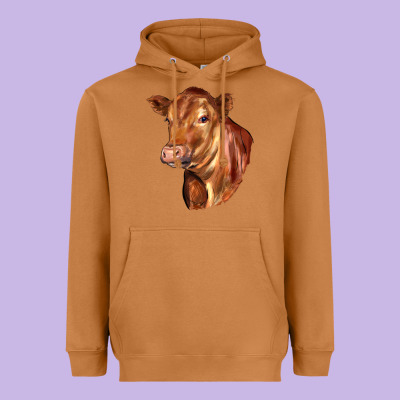 Red Angus Cattle Cow Heavyweight Hoodie Designed By Lillyallendesigns