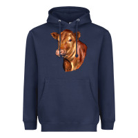 Navy red angus cattle cow Heavyweight Hoodie - LillyAllenDesigns