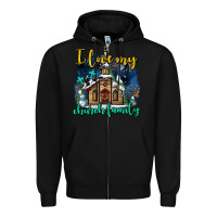 Black Christmas church and snow   ı love my church family Zipper Hoodie - AdoDesignShop