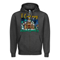 Charcoal Heather Christmas church and snow   ı love my church family Zipper Hoodie - AdoDesignShop
