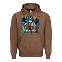 Chestnut Christmas church and snow   ı love my church family Zipper Hoodie - AdoDesignShop