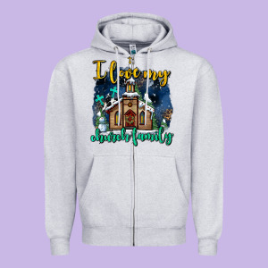 Christmas Church And Snow   ı Love My Church Family Zipper Hoodie Designed By Adodesignshop