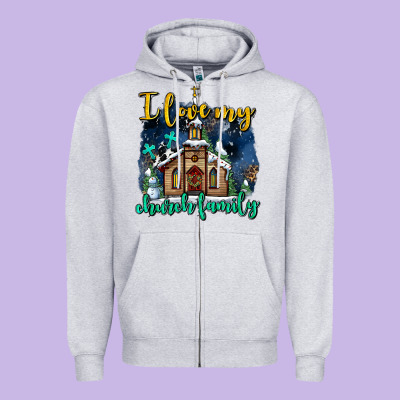 Christmas Church And Snow   ı Love My Church Family Zipper Hoodie Designed By Adodesignshop