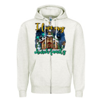 Oatmeal Heather Christmas church and snow   ı love my church family Zipper Hoodie - AdoDesignShop