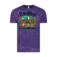 Cloud Purple camping is my happy place caravan and gnome Vintage Tee - BarkalooDesign