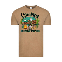 Vintage Coffee camping is my happy place caravan and gnome Vintage Tee - BarkalooDesign