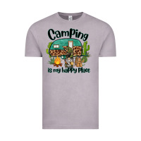 Camping Is My Happy Place Caravan And Gnome Vintage Tee | Teevron