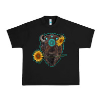 Black bison head with sunflowers and gemstone Urban Heavy Tee - RanaPortraitStore