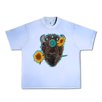 Grape Ice bison head with sunflowers and gemstone Urban Heavy Tee - RanaPortraitStore