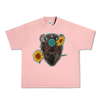 Salmon bison head with sunflowers and gemstone Urban Heavy Tee - RanaPortraitStore