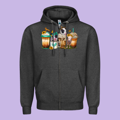 Heifers Coffee Cups Zipper Hoodie Designed By Jasminsmagicworld