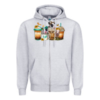 Heather Grey heifers coffee cups Zipper Hoodie - Jasminsmagicworld